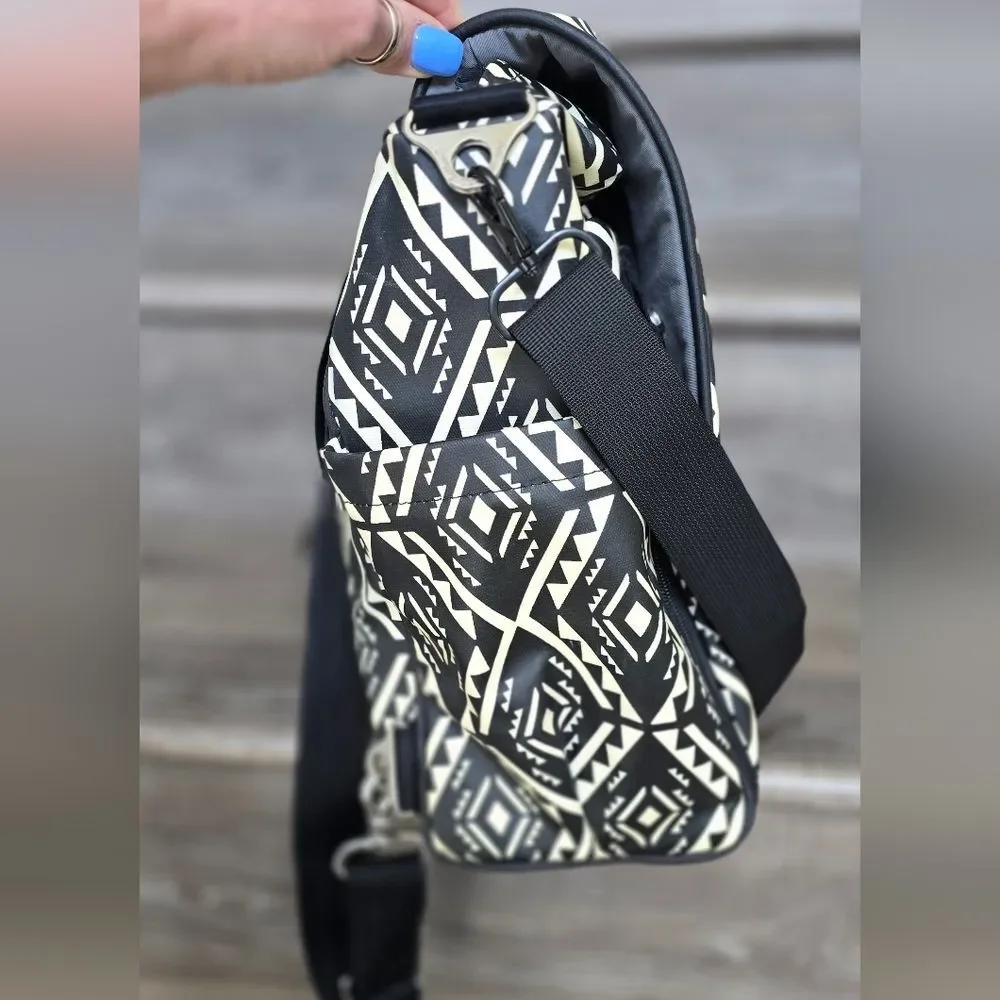 Petunia Pickle bottom diaper bag, geometric design, backpack & shoulder straps